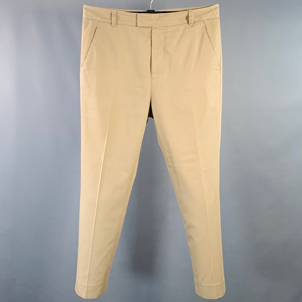3.1 PHILLIP LIM Tan Twill Polyester Cotton Flat Front Tapered Casual Pants